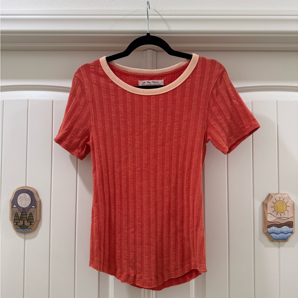 We The Free: Coral Ribbed Short Sleeve Tee